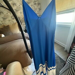 Blue and White Dress with Wave Pattern